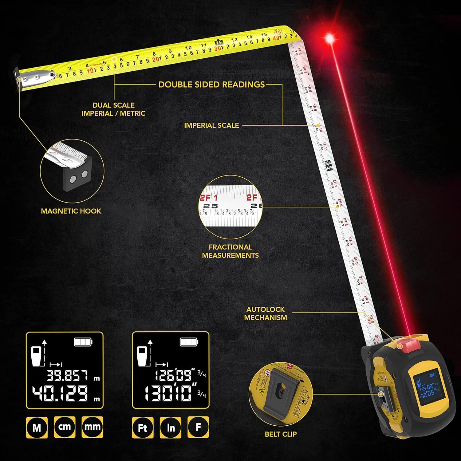 REBANB™ 3-in-1 Digital Laser Measuring Tape